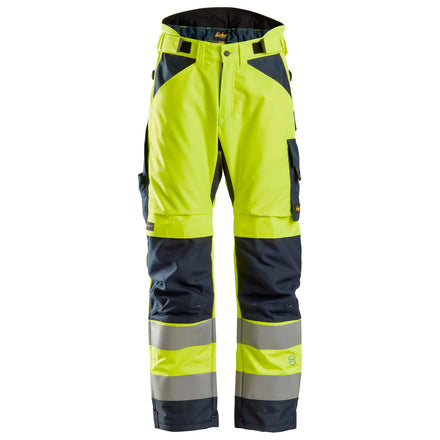 Snickers 6639 Highvis Class 2 375 Insulated Trousers Hi Vis Yellow Navy Main