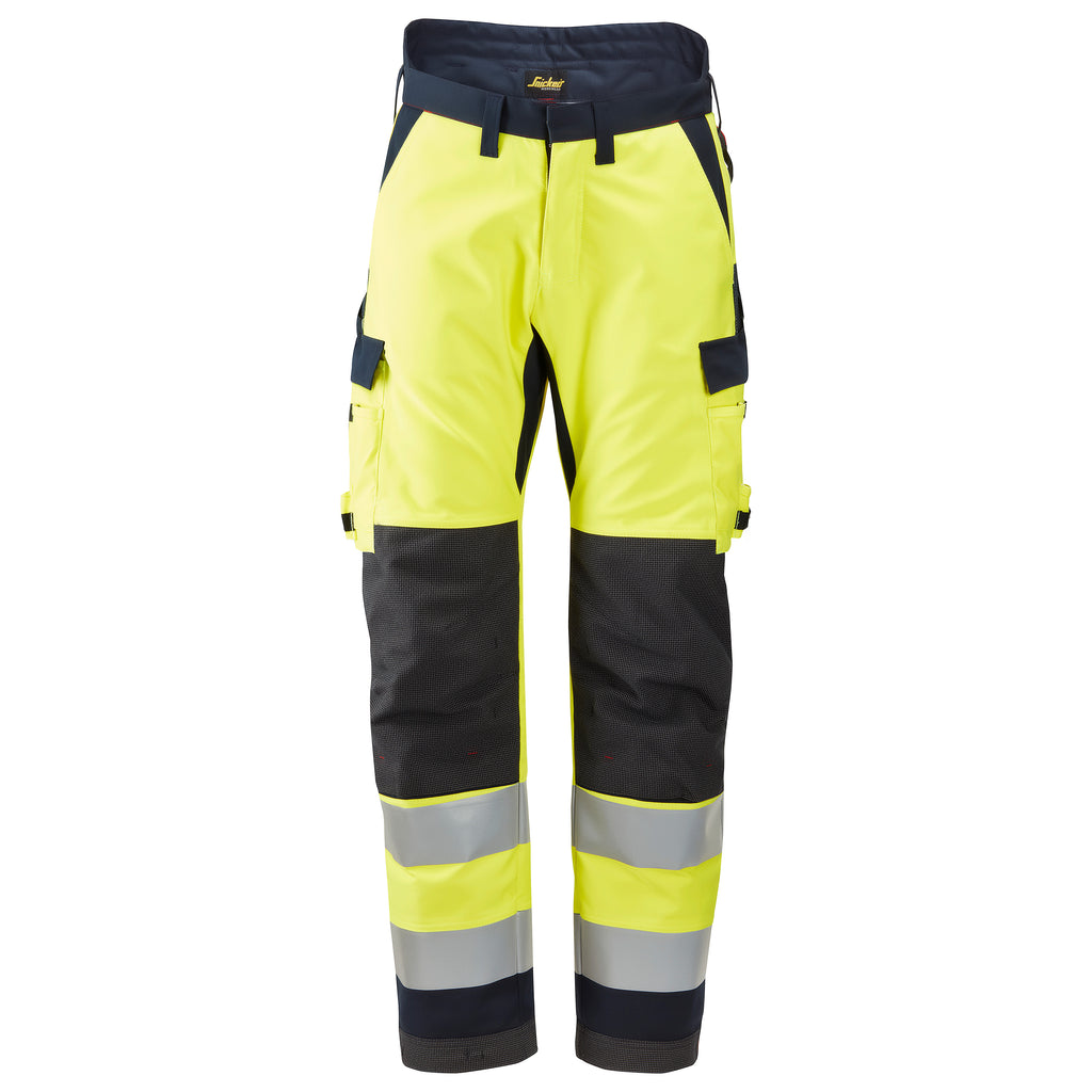Snickers 6663 Protecwork Insulated Trousers Highvis Class 2 Hi Vis Yellow Navy Main