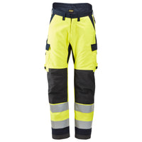 Snickers 6663 Protecwork Insulated Trousers Highvis Class 2 Hi Vis Yellow Navy Main