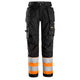 Snickers 6734 Highvis Class 1 Womens Stretch Trouser Holster Pockets Black Hi Vis Orange Main