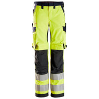 Snickers 6760 Protecwork Womens Trouser Highvis Class 2 Hi Vis Yellow Navy Main