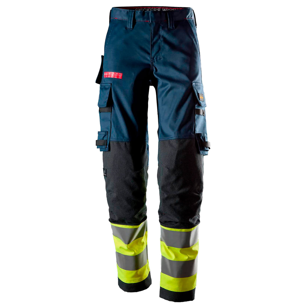 Snickers 6764 Protecwork Womens Stretch Trousers Highvis Class 1 Navy Hi Vis Yellow Main