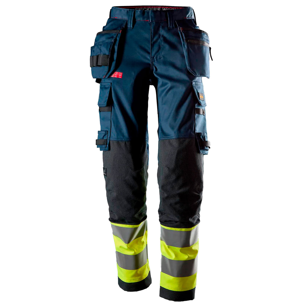 Snickers 6767 Protecwork Womens Stretch Trousers Holster Pockets Highvis Class 1 Navy Hi Vis Yellow Main
