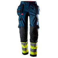 Snickers 6767 Protecwork Womens Stretch Trousers Holster Pockets Highvis Class 1 Navy Hi Vis Yellow Main