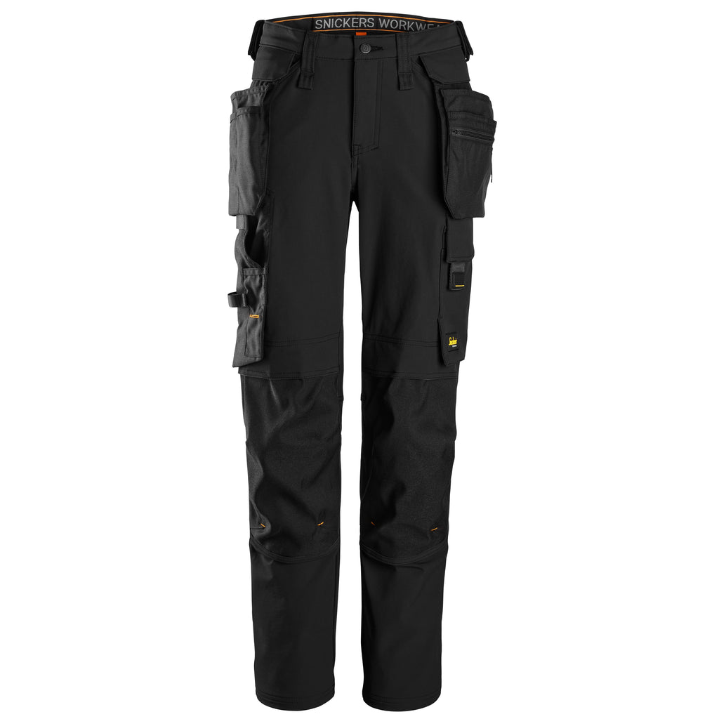 Snickers 6771 Allroundwork Womens Fullstretch Trousers Detachable Holster Pockets Black Black Main