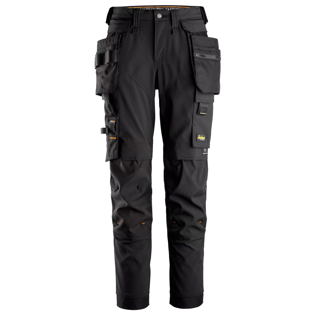 Snickers 6775 Allroundwork Womens 4Way Stretch Trousers Detachable Holster Pockets Black Black Main