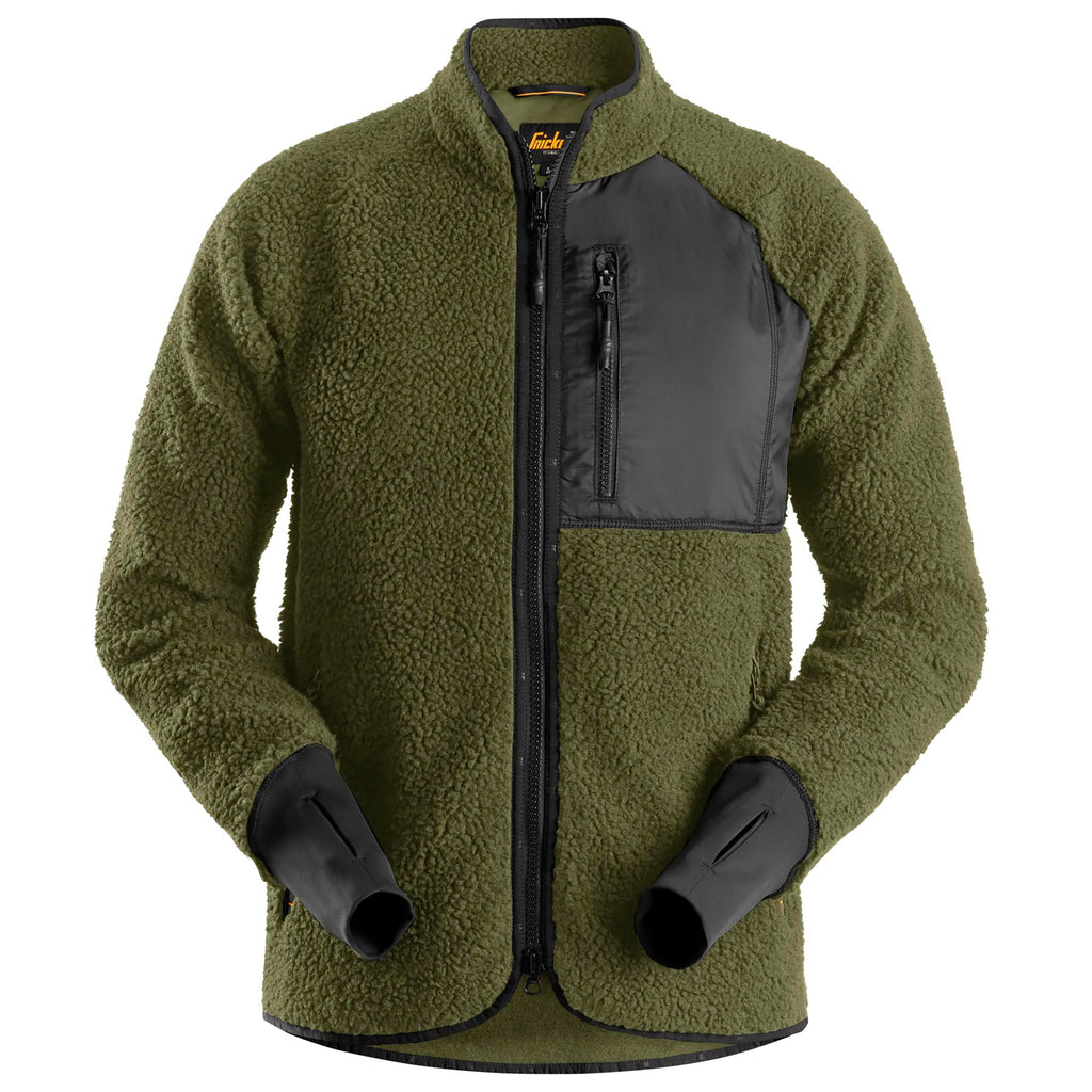 Snickers 8021 AllroundWork, Pile Full Zip Jacket - Khaki Green/Black