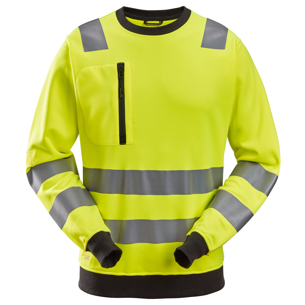 Snickers 8037 Hi-Vis Class 2/3, Sweatshirt - Hi-Vis Yellow/Navy