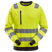Snickers 8037 Hi-Vis Class 2/3, Sweatshirt - Hi-Vis Yellow/Navy