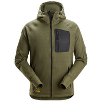 Snickers 8041 FlexiWork, Fleece Hoodie - Khaki Green/Black
