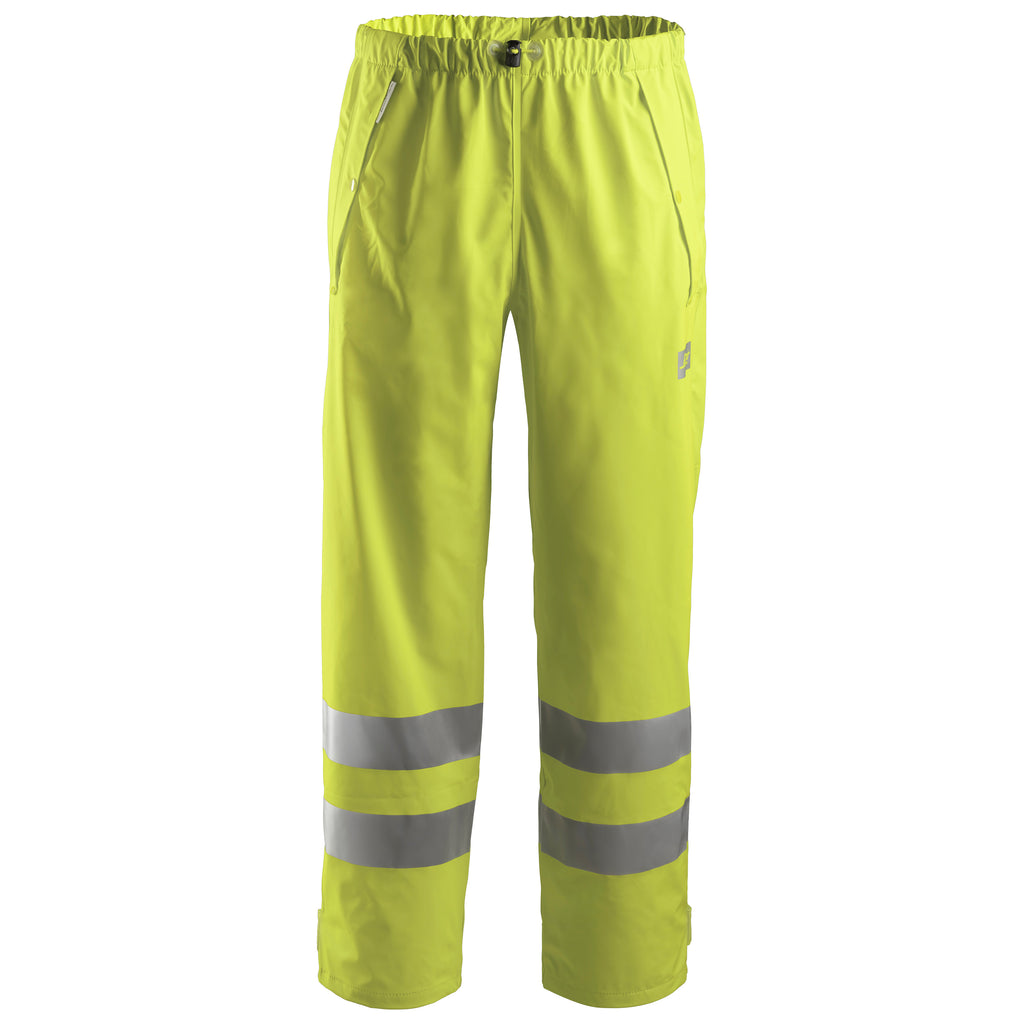Snickers 8243 Highvis Class 2 Pu Rain Trousers Hi Vis Yellow Navy Main