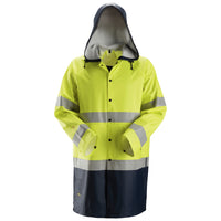 Snickers 8261 ProtecWork, Rain Jacket PU, Hi-Vis Class 3 - Hi-Vis Yellow/Navy