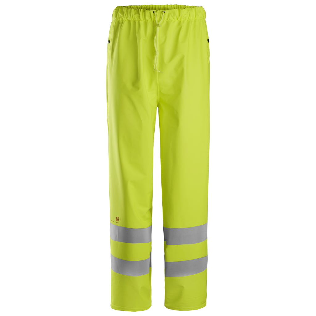 Snickers 8267 Protecwork Rain Trousers Pu Highvis Class 2 Hi Vis Yellow Navy Main