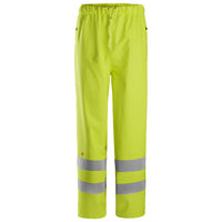 Snickers 8267 Protecwork Rain Trousers Pu Highvis Class 2 Hi Vis Yellow Navy Main