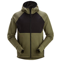 Snickers 8405 FlexiWork, Full-Zip Midlayer Hoodie - Khaki Green/Black