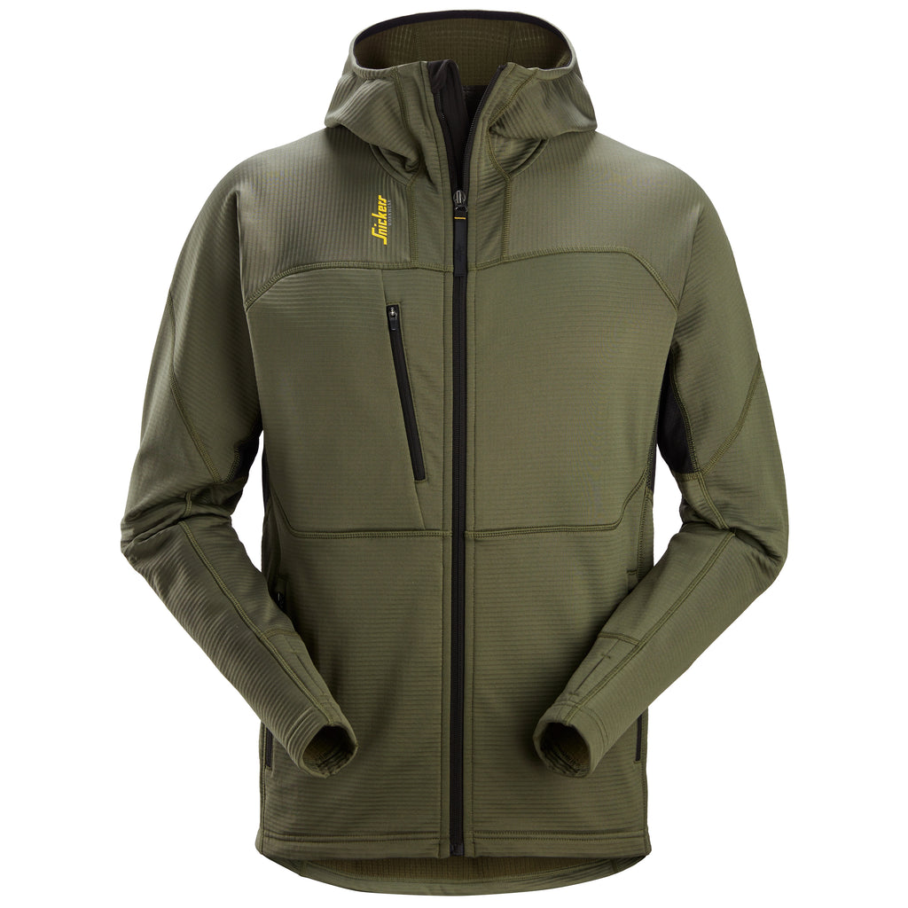 Snickers 9420 Body Mapping Thermal Fleece Full-Zip Hoodie - Khaki Green/Black