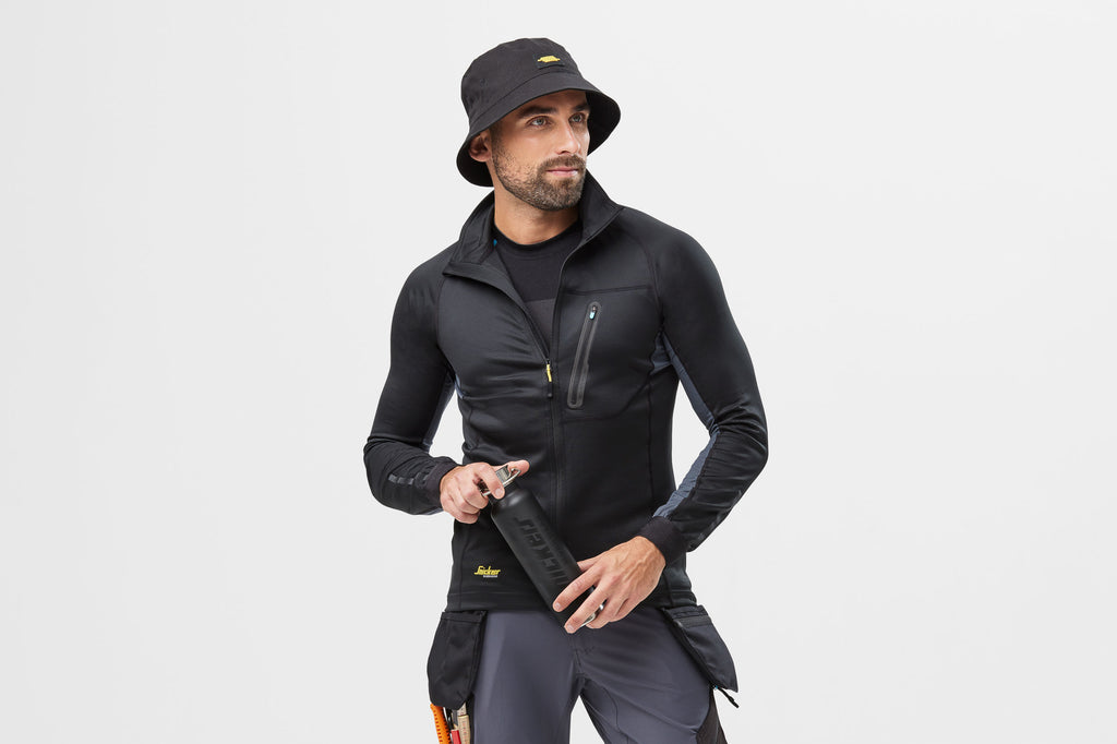 Snickers 9448 LiteWork, Full Zip Midlayer - Black/Black