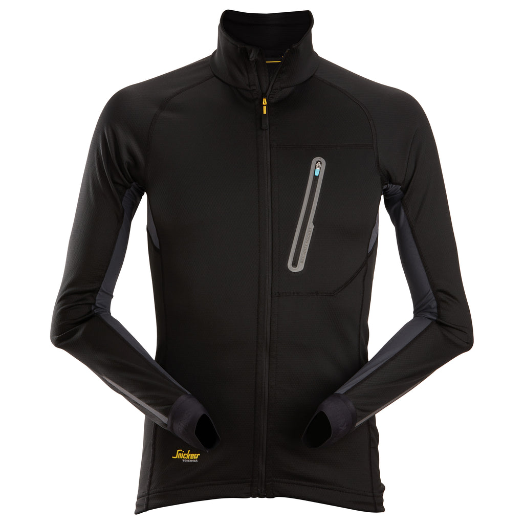 Snickers 9448 LiteWork, Full Zip Midlayer - Black/Black