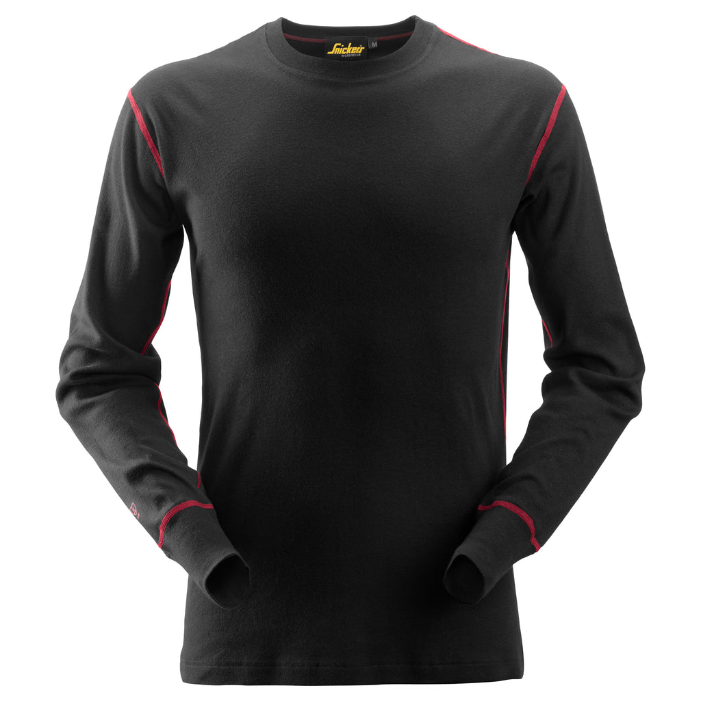 Snickers 9461 ProtecWork, Long Sleeve Crew Neck Shirt - Black