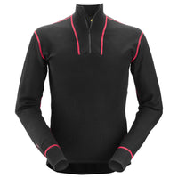 Snickers 9462 ProtecWork, Half Zip Wool Long Sleeve Shirt - Black