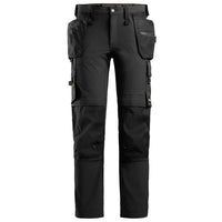 Snickers Allroundwork 6271 Full Stretch Trousers With Holster Pockets (Black/Black / Waist: 35", Leg: 32")