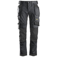 Snickers Allroundwork 6241 Stretch Slim Fit Trousers With Holster Pockets (Steel Grey/Black / Waist: 33", Leg: 32")