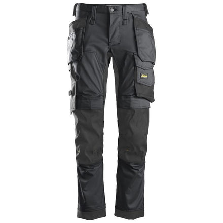 Snickers Allroundwork 6241 Stretch Slim Fit Trousers With Holster Pockets (Steel Grey/Black / Waist: 33", Leg: 32")