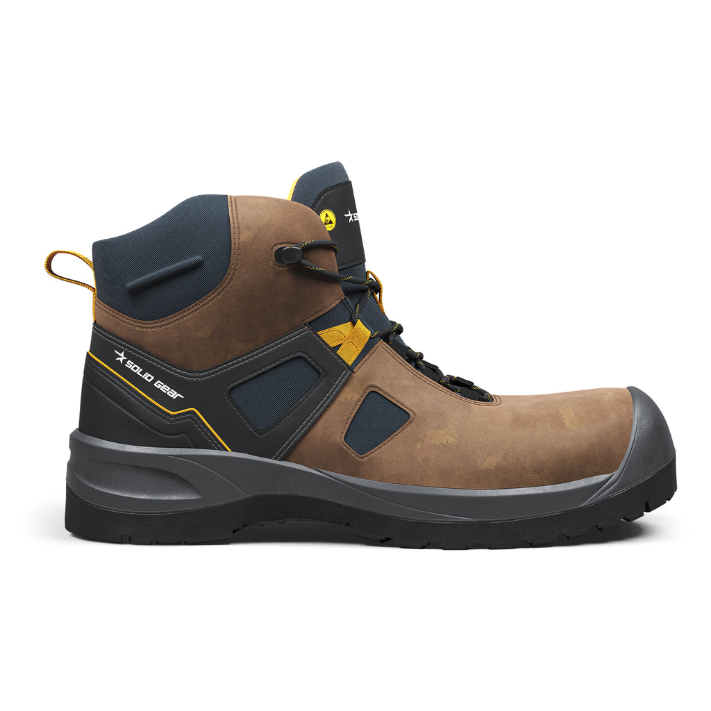 Solid Gear Essence Mid S3L SR FO ESD Safety Boot 73204 | Brown/Yellow by Snickers