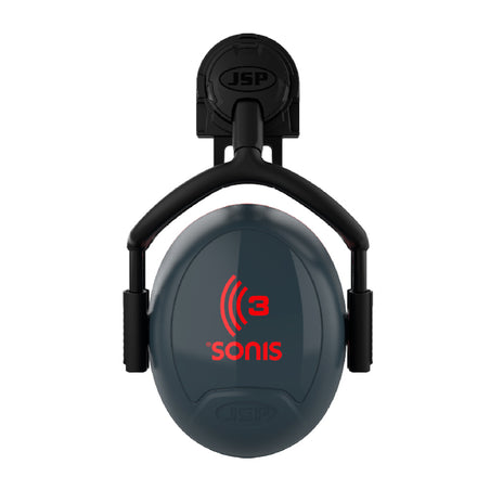 JSP Sonis 3 Helmet Mounted Ear Defenders Dark Grey/ Red -SNR 36 | AEB040-0C1-A00