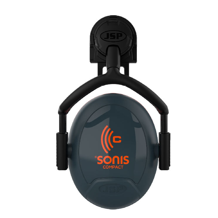 JSP Sonis Compact Helmet Mounted Ear Defenders Dark Grey/ Orange -SNR 31 | AEB032-1CY-000