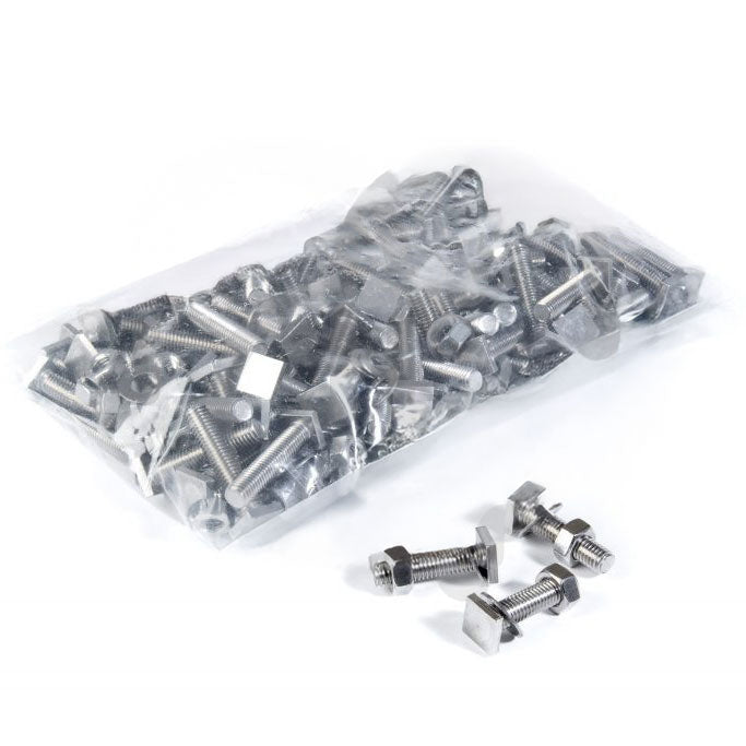 Stainless Steel M8 Square Headed Bolt, Washer & Nut Set - For Sign Fixing | Choice of Nut