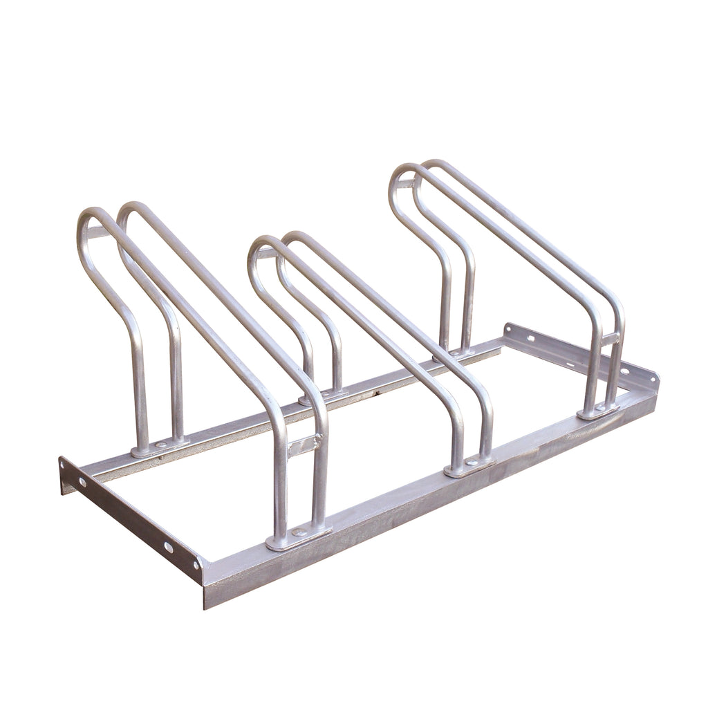 Lo-Hoop Bike Rack (Multiple Sizes) Single Direction - Galvanised (3 Bikes)