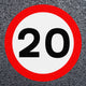 StartMark 20mph Speed Roundels | Thermoplastic - Tricolour