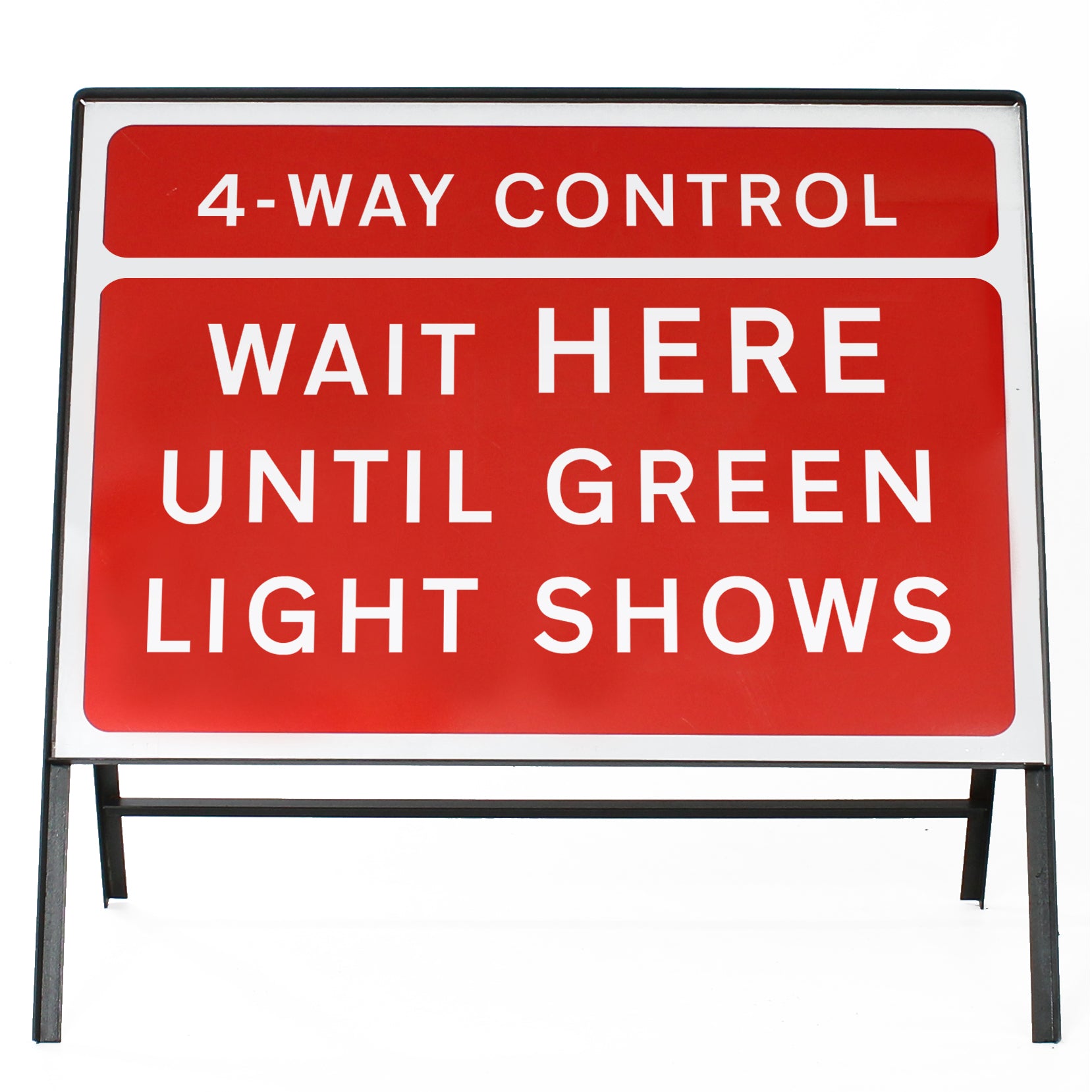 4-Way Control Wait HERE Until Green Light Shows Sign - Zintec Metal Si ...