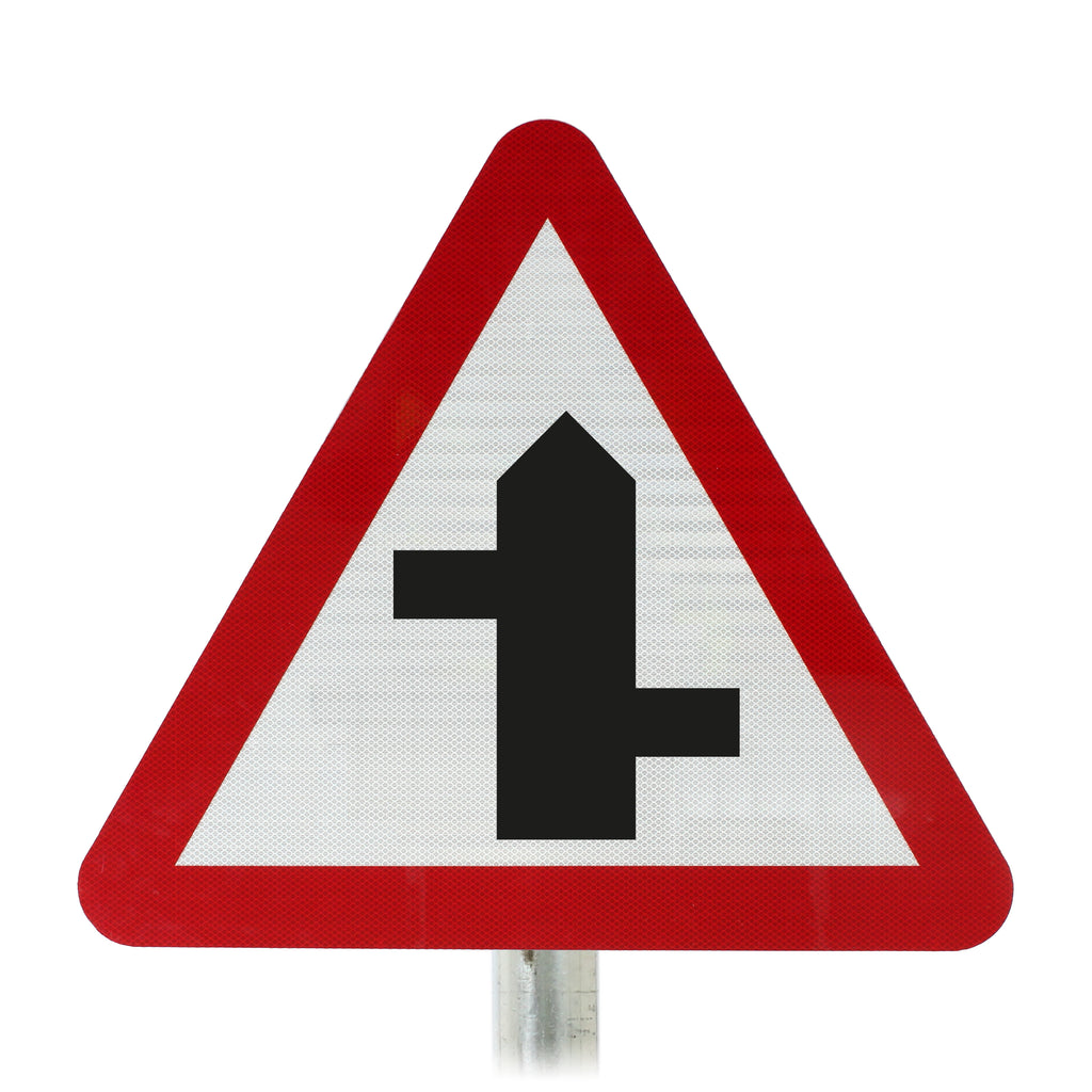 Staggered Junction Ahead Post Mount Sign - Dia 507.1 R2/RA2  (Face Only) (Right / 450mm)