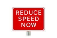 'REDUCE SPEED NOW' Warning Sign - Post Mount Diagram 511 R2/RA2