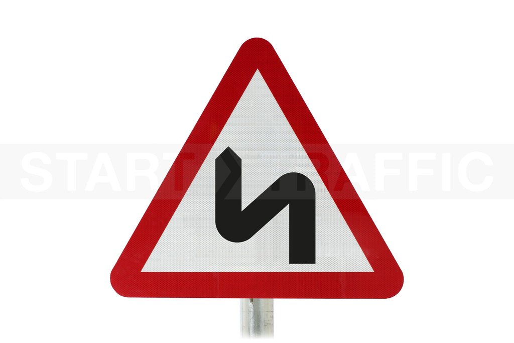 Sharp Bends Ahead Post Mounted Sign - 513 R2/RA2 (Face Only)