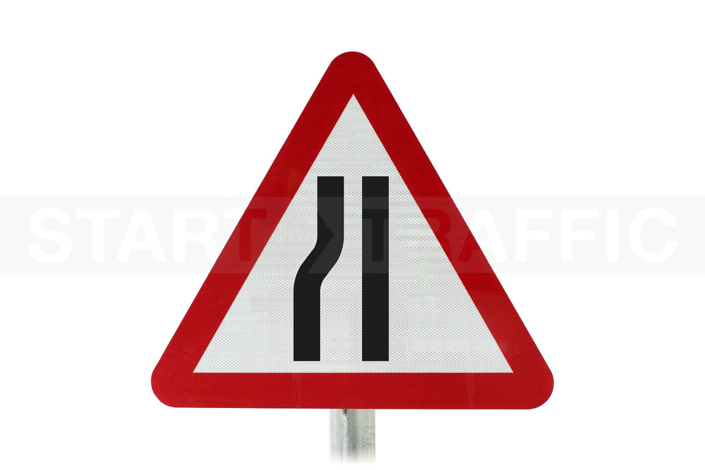 Road Narrows on Left Permanent Post Mounted Sign- Dia 517 R2/RA2 (Face Only)