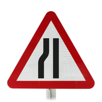 Road Narrows on Left Permanent Post Mounted Sign- Dia 517 R2/RA2 (Face Only)