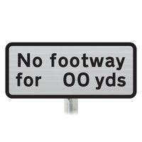 'No footway for 400 yds' Supplementary Plate - Post Mount Diagram 547.3 R2/RA2