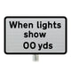 'When lights show 200 yds' Supplementary Plate - Post Mount Diagram 548.1 R2/RA2