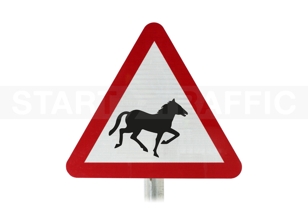 Wild Horses In Road Ahead Post Mounted Sign - Diagram 550 R2/RA2 (Face Only)