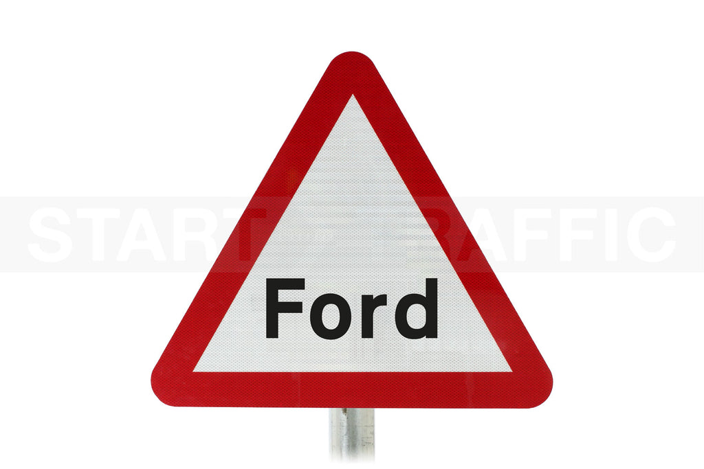 Ford Ahead Post Mounted Sign - Diagram 554 R2/RA2 (Face Only)