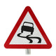 Slippery Road Ahead Post Mounted Sign - 557 R2/RA2 (Face Only)