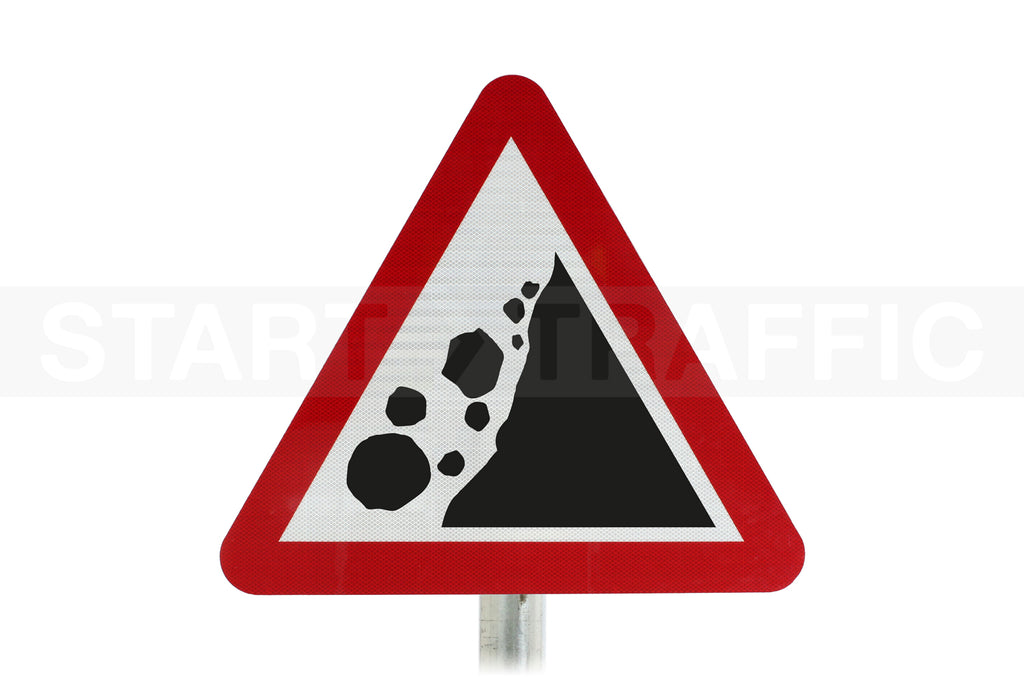 Risk of Falling Rocks Post Mounted Sign - Dia 559 R2/RA2 (Face Only)