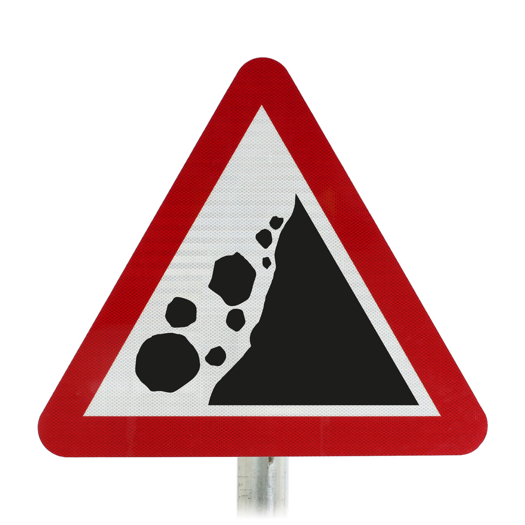 Risk of Falling Rocks Post Mounted Sign - Dia 559 R2/RA2 (Face Only) (Right / 450mm)