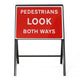 Pedestrians Look Both Ways Sign - Zintec Metal Sign Face | 7017 | 600x450mm