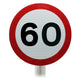 60mph Speed Limit Sign, Post Mounted Diagram 670 R2/RA2