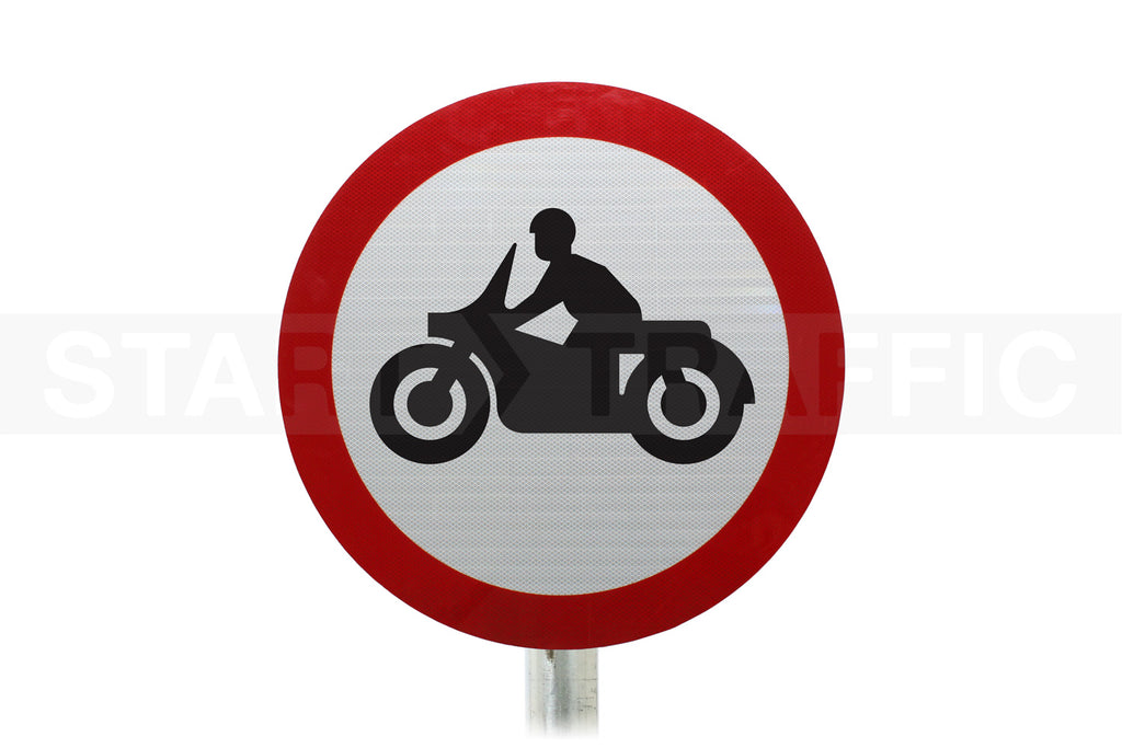 Solo Motorcycles Prohibited Post Mounted Sign - Dia 619.2 R2/RA2 (Face Only)