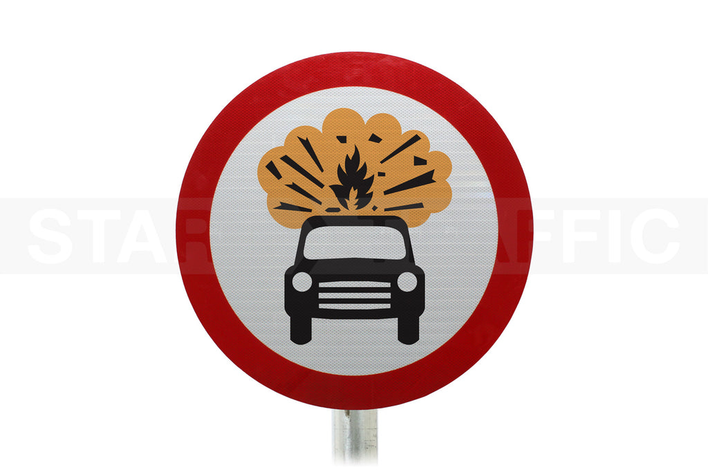 Vehicles Carrying Explosives Post Mount Sign- Dia. 622.8 R2/RA2 (Face Only)